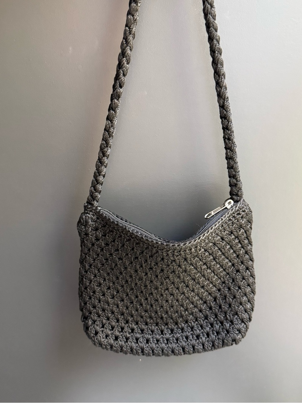 Lina Crocheted Crossbody Bag in Black